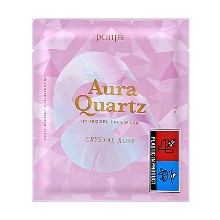 Уцінка! Гідрогелева маска для обличчя Petitfee &amp; Koelf Aura Quartz Hydrogel Face Mask Crystal Rose з екстрактом перлів та трояндою, 5*30 г