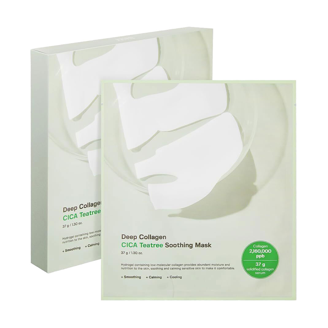 Заспокійлива гідрогелева маска для обличчя Sungboon Editor Deep Collagen Cica Teatree Soothing Mask з центелою та чайним деревом, 4*37 г